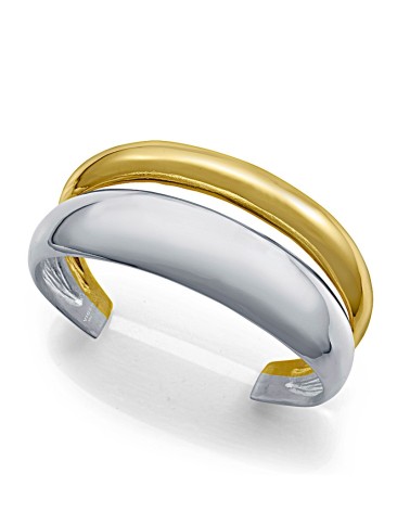 PULSERA BRAZALETE ACERO DORADO DOBLE PLATA Y DORADO