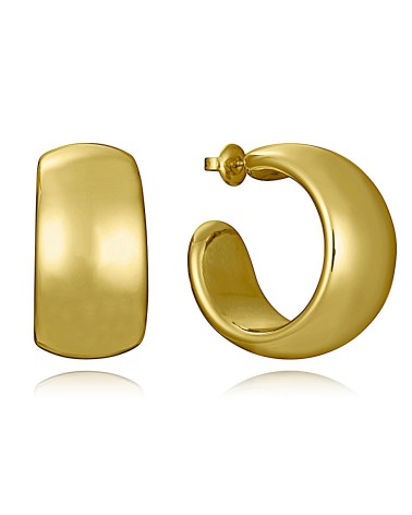 PENDIENTE ARO ACERO DORADO ANCHO Y LISO