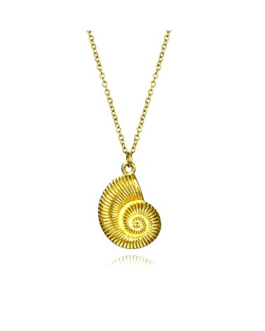 COLLAR ACERO DORADO COLGANTE CARACOLA DE MAR