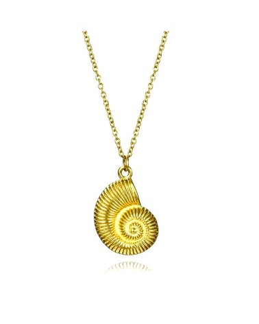COLLAR ACERO DORADO COLGANTE CARACOLA DE MAR