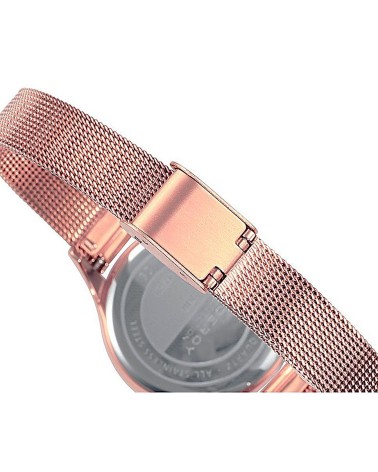RELOJ DE MUJER ACERO ROSÉ ESFERA BLANCA ROSA CON CALENDARIO