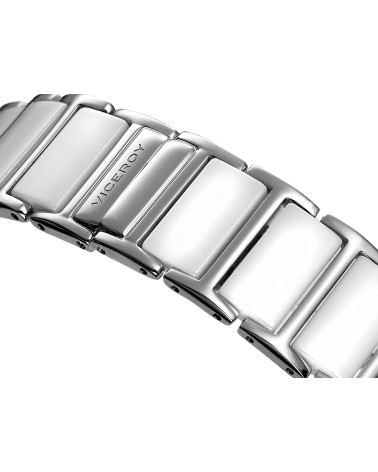 RELOJ DE MUJER ACERO Y CERAMICO COLOR BLANCO CON CALENDARIO