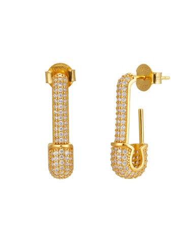 PENDIENTE PLATA 1ª LEY DORADO CON CIRCONITAS