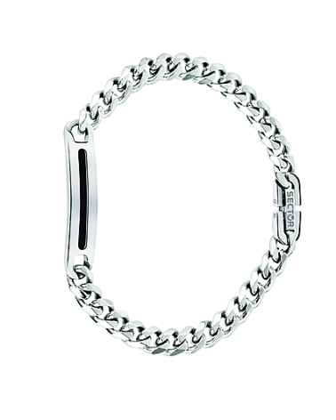 PULSERA ESCLAVA DE HOMBRE ACERO CHAPA CON CENTRO NEGRO