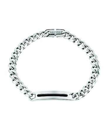 PULSERA ESCLAVA DE HOMBRE ACERO CHAPA CON CENTRO NEGRO