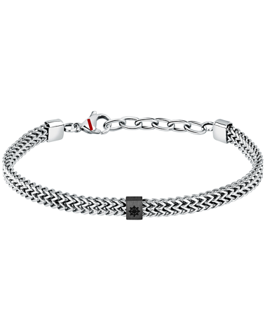 PULSERA PARA HOMBRE DE ACERO MODELO MILANESA CON CHAPA CENTRAL TIMÓN