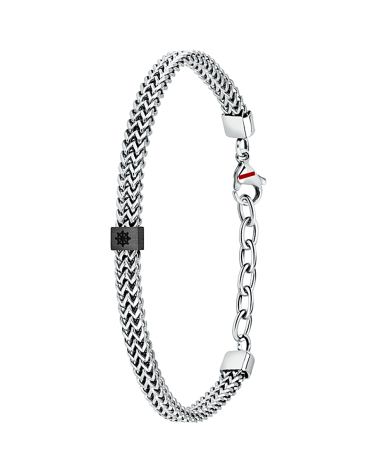 PULSERA PARA HOMBRE DE ACERO MODELO MILANESA CON CHAPA CENTRAL TIMÓN