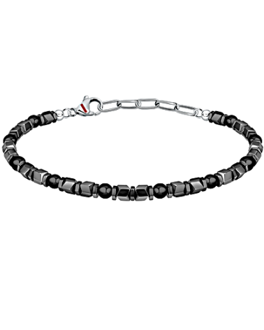 PULSERA HOMBRE Y MUJER HEMATITE Y BOLA DE ÓNIX NEGRO