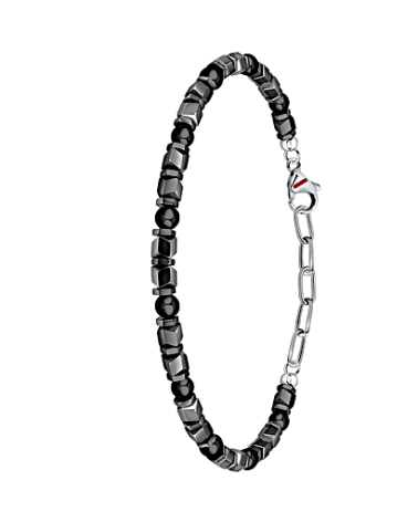 PULSERA HOMBRE Y MUJER HEMATITE Y BOLA DE ÓNIX NEGRO