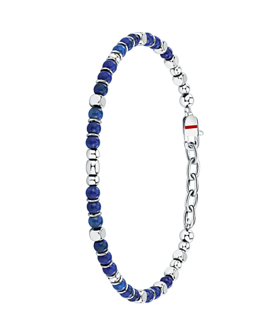 PULSERA HOMBRE Y MUJER ACERO CON BOLAS DE LAPISLÁZULI