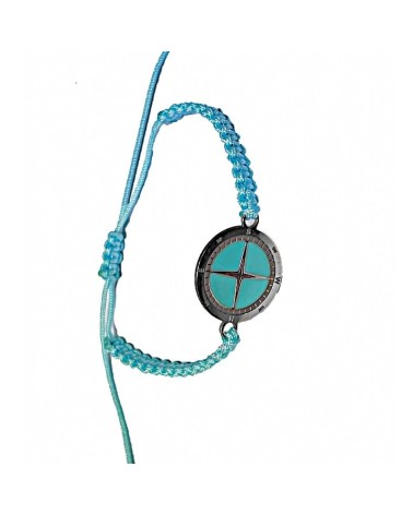 PULSERA PLATA DE 1ª LEY CON ESMALTE HILO DE SEDA AZUL