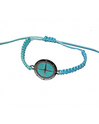 PULSERA PLATA DE 1ª LEY CON ESMALTE HILO DE SEDA AZUL