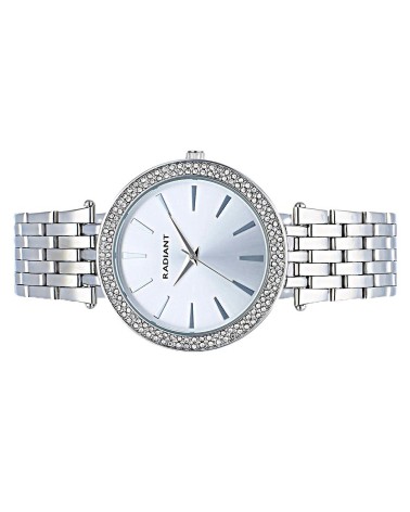 RELOJ DE MUJER ACERO ORLA DE CIRCONITAS FONDO ESFERA GRIS PLATA