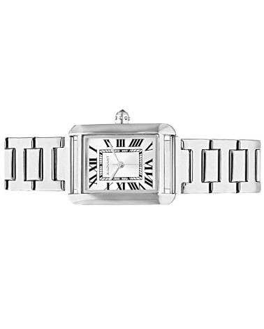 RELOJ RECTANGULAR ACERO PLATEADO NUMEROS ROMANOS EN NEGRO