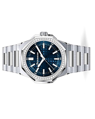 RELOJ DE MUJER ACERO ORLA DE CIRCONITAS FONDO ESFERA AZUL
