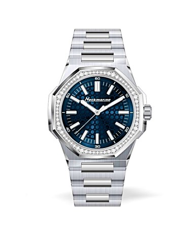 RELOJ DE MUJER ACERO ORLA DE CIRCONITAS FONDO ESFERA AZUL