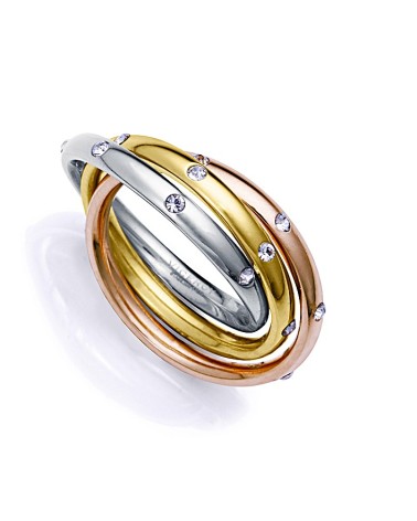 ANILLO TRICOLOR ENTRELAZADO CON CIRCONITAS METAL DE ACERO