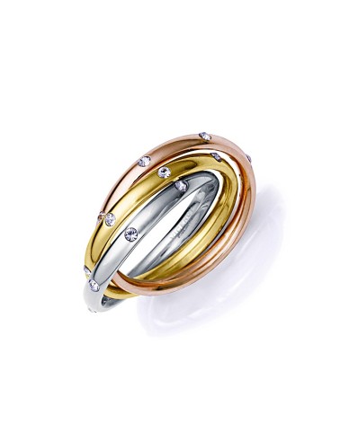 ANILLO TRICOLOR ENTRELAZADO CON CIRCONITAS METAL DE ACERO