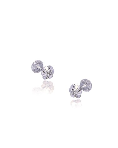 PENDIENTE ORO BLANCO 18 KLTS FLOR CON CIRCONITA