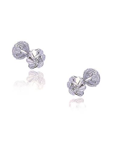 PENDIENTE ORO BLANCO 18 KLTS FLOR CON CIRCONITA