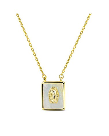 COLLAR PLATA 1ª LEY CHAPADO EN ORO COLGANTE NÁCAR CON IMAGEN DE LA VIRGEN