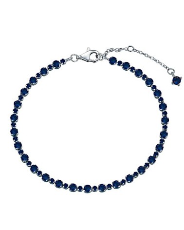 PULSERA PLATA 1ª LEY MODELO RIVIER CON PIEDRAS COLOR AZUL