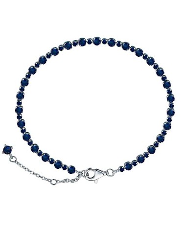 PULSERA PLATA 1ª LEY MODELO RIVIER CON PIEDRAS COLOR AZUL