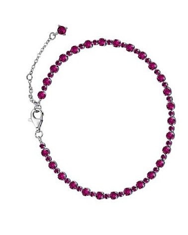 PULSERA PLATA 1ª LEY MODELO RIVIER CON PIEDRAS COLOR ROJO