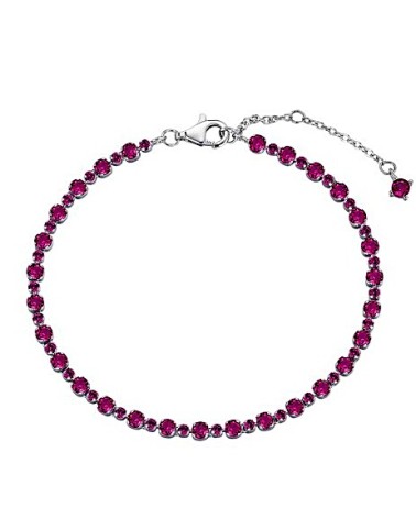 PULSERA PLATA 1ª LEY MODELO RIVIER CON PIEDRAS COLOR ROJO
