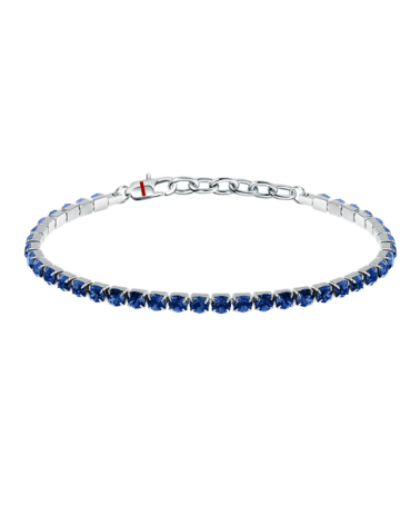 PULSERA ACERO MODELO RIVIER CON PIEDRAS EN COLOR AZUL