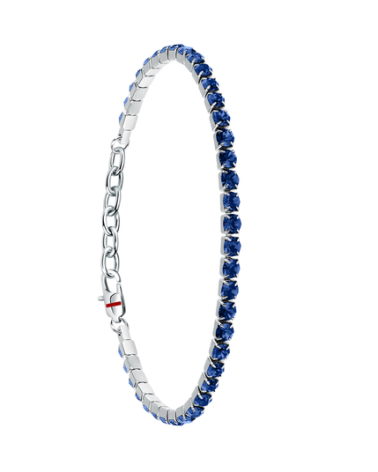 PULSERA ACERO MODELO RIVIER CON PIEDRAS EN COLOR AZUL