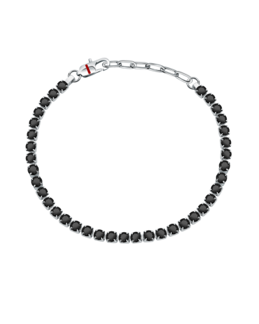 PULSERA ACERO MODELO RIVIER CON PIEDRAS EN COLOR NEGRO