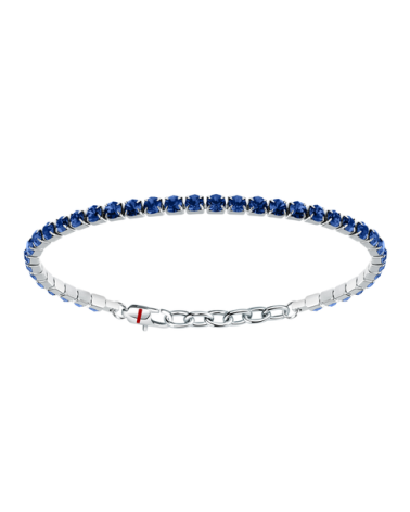PULSERA ACERO MODELO RIVIER CON PIEDRAS EN COLOR AZUL