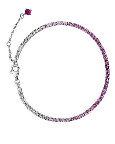 PULSERA PLATA 1ª LEY CON CIRCONITAS EN COLOR BLANCO Y ROSA