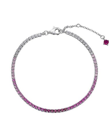 PULSERA PLATA 1ª LEY CON CIRCONITAS EN COLOR BLANCO Y ROSA