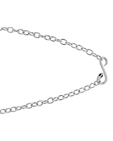 COLLAR ACERO ESLABONES ABIERTOS CENTRO DE SERPIENTE CON PIEDRAS
