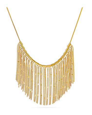 COLLAR ACERO DORADO CON CADENITAS COLGANDO MODELO FLECOS