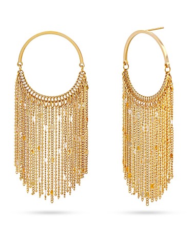 PENDIENTE ACERO DORADO ARO CON CADENITAS COLGANDO