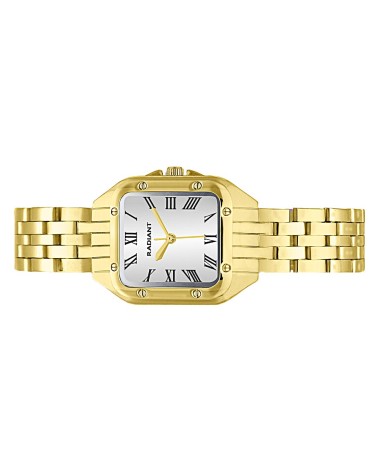 RELOJ DE ACERO CHAPADO CAJA CUADRADA ESFERA EN BLANCO NÚMEROS ROMANOS