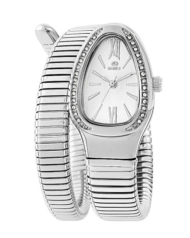 RELOJ JOYA ACERO PLATEADO CAJA OVAL CON CIRCONITAS PULSERA EXTENSIBLE