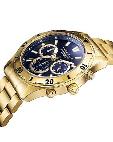 RELOJ DE HOMBRE IP DORADO BRAZALETE Y CAJA ACERO ESFERA AZUL