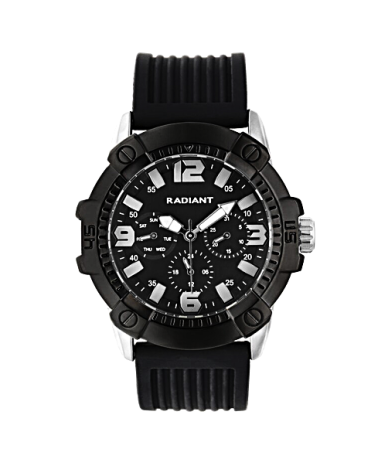 RELOJ DE HOMBRE CORREA CAUCHO NEGRA FONDO Y BISEL NEGRO