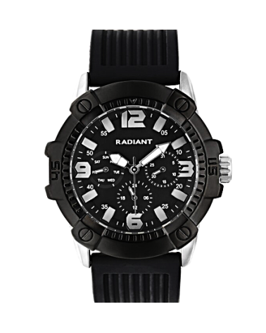 RELOJ DE HOMBRE CORREA CAUCHO NEGRA FONDO Y BISEL NEGRO