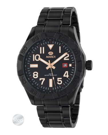 RELOJ HOMBRE ACERO NEGRO SUMERGIBLE