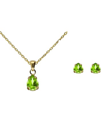 CONJUNTO PLATA 1ª LEY CHAPADO EN ORO JUEGO PENDIENTE Y COLAGANTE