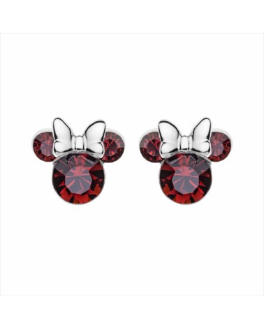 PENDIENTE PLATA 1ª LEY COLECCIÓN OFICIAL DISNEY MINNIE MOUESE PIEDRA COLOR ROJO