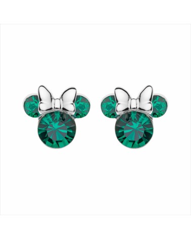 PENDIENTE PLATA 1ª LEY COLECCIÓN OFICIAL DISNEY MINNIE MOUSE PIEDRA COLOR VERDE