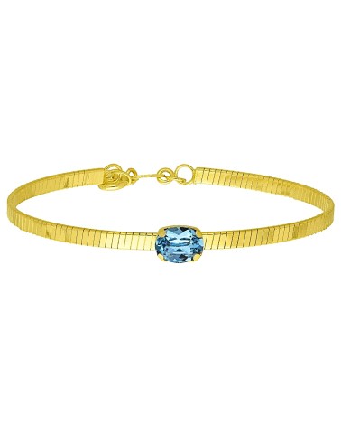 PULSERA PLATA 1ª LEY CHAPADO EN ORO BRAZALETE CON PIEDRA COLOR TOPACIO DE CRISTAL