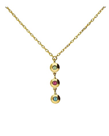 COLLAR PLATA 1ª LEY CHAPADO EN ORO CON COLGANTE Y PIEDRAS DE COLOR