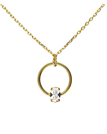 COLLAR PATA 1ª LEY CHAPADO EN ORO COLGANTE CÍRCULO CON CIRCONITA